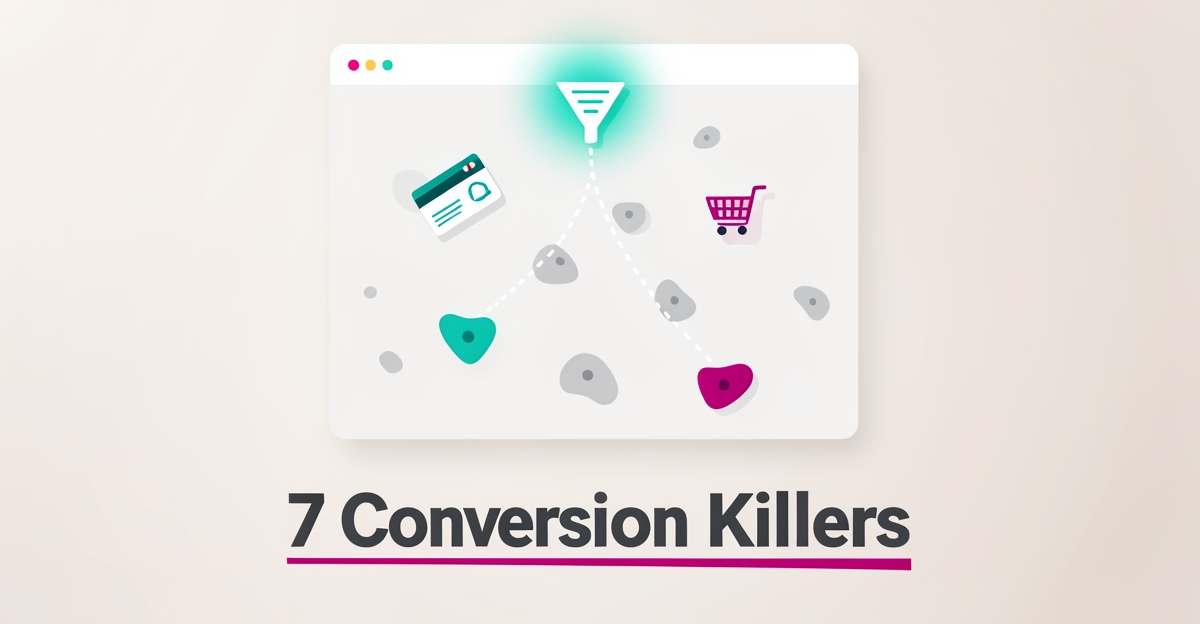 Flat illustration of a climbing wall styled as a website interface with teal and magenta accents, symbolizing lost website conversions for climbing gyms.