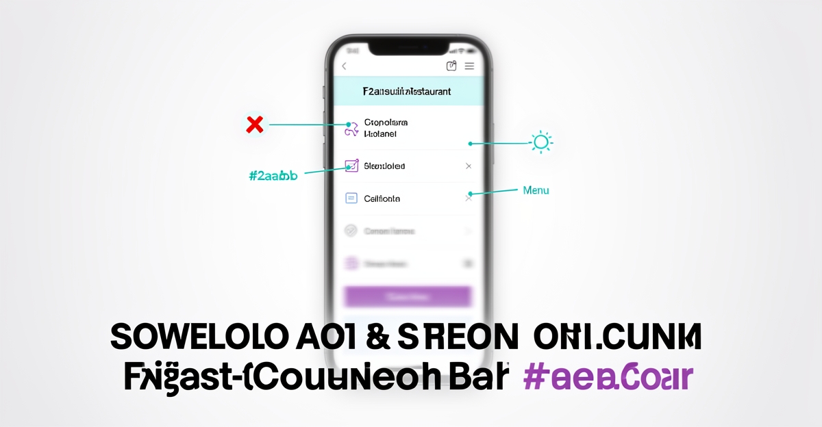 A minimalist smartphone screen showing a slow-loading fast-casual website with visual indicators of poor mobile UX, highlighting speed, menu clarity, and weak CTAs as conversion barriers.