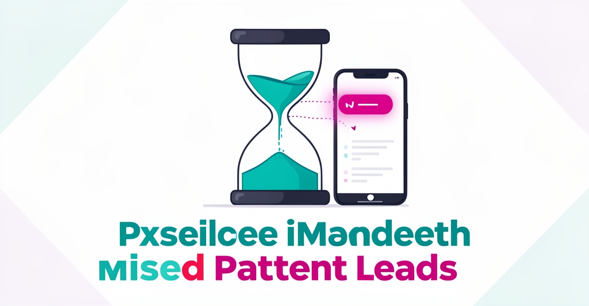 Flat illustration of an hourglass losing sand beside a smartphone with an unanswered message, symbolizing slow follow-up costs for LASIK clinics.