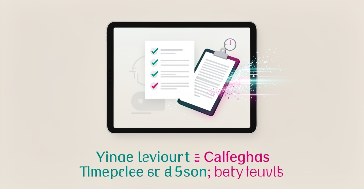Flat illustration of a tablet with digital consent forms replacing a paper clipboard, accented in teal and magenta with the headline Ditch the Clipboard.