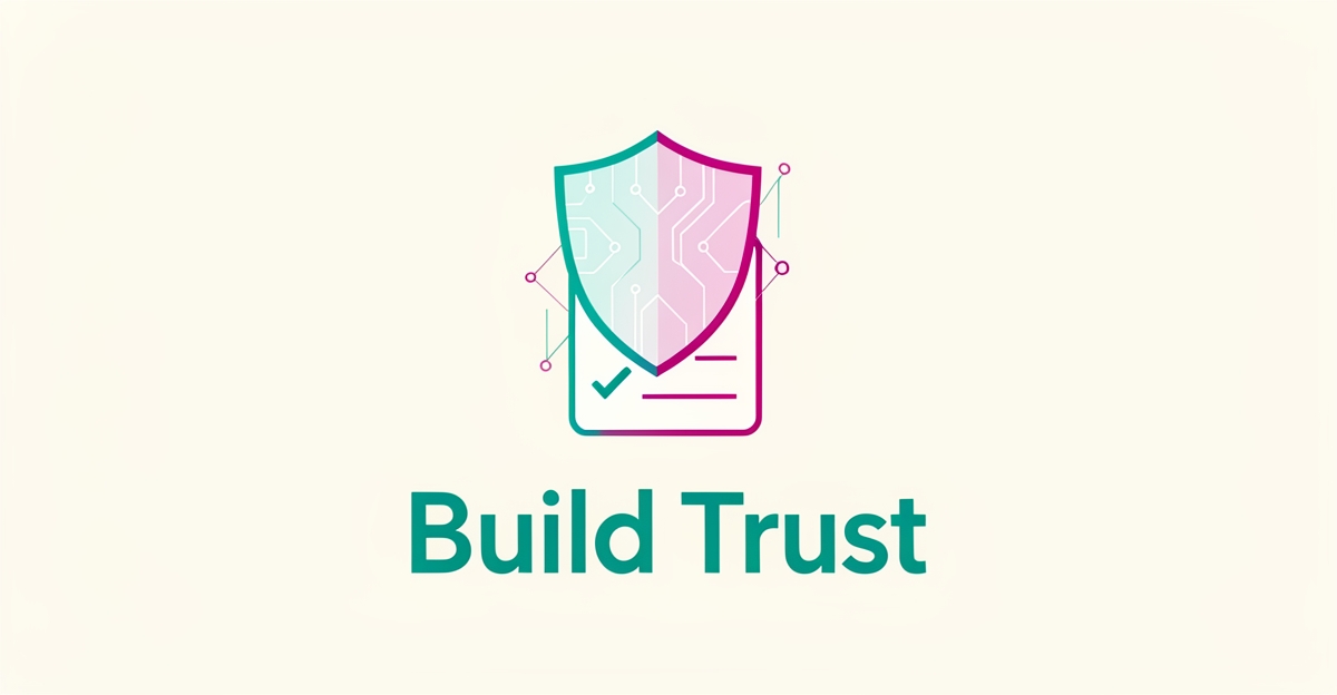 Flat illustration of a shield with AI circuit patterns over a checkmarked document, symbolizing trust in human-reviewed AI safety content.