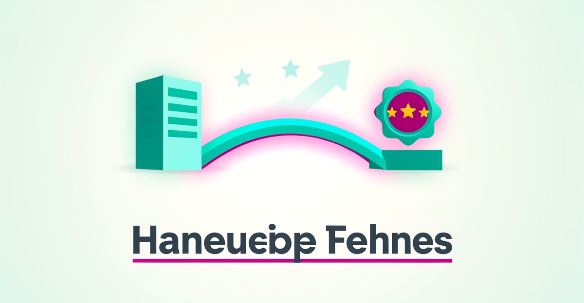 Flat illustration of a teal bridge linking a commercial building and a five-star review badge, symbolizing automated reviews building client trust.