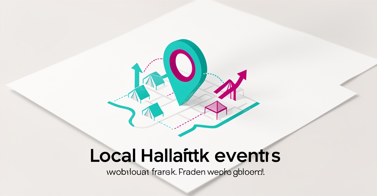 Flat illustration of a custom stamp creating a location-pin impression over a stylized Halifax map with traffic arrows, in teal and magenta brand colors.