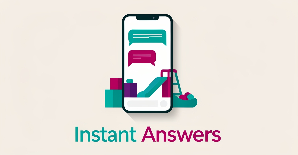 Flat illustration of a chatbot interface above a stylized indoor playground, symbolizing AI answering parent inquiries instantly.