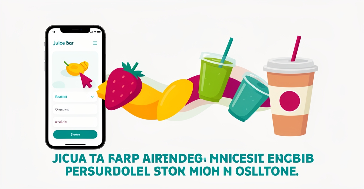 Flat illustration of website clicks transforming into smoothie orders, accented in teal and magenta, with headline Clicks to Orders.