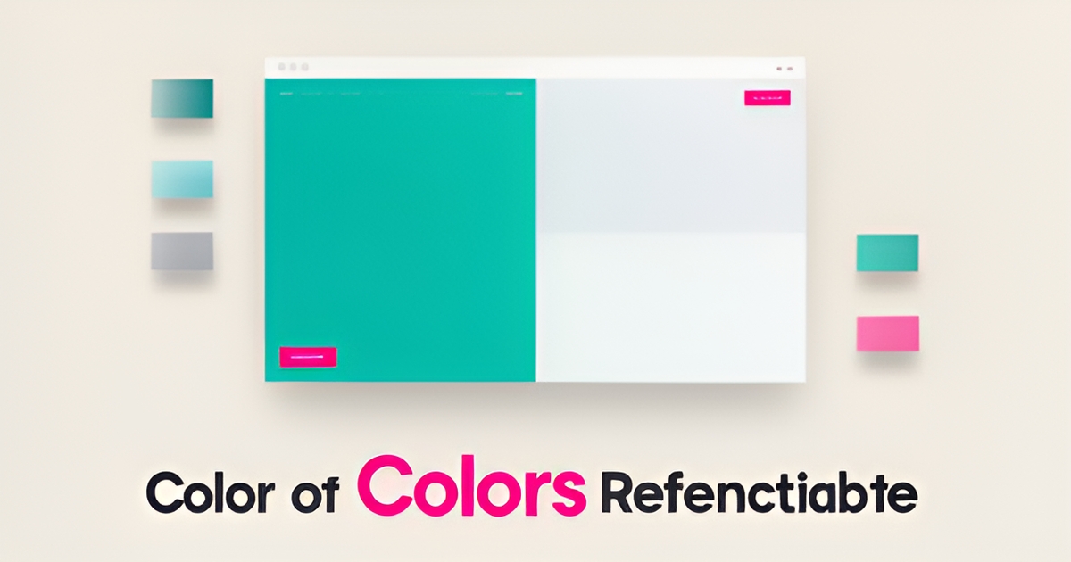 Minimalist flat illustration of a website layout using a balanced three-color palette of teal, neutral, and magenta accents with the headline Three Colors.