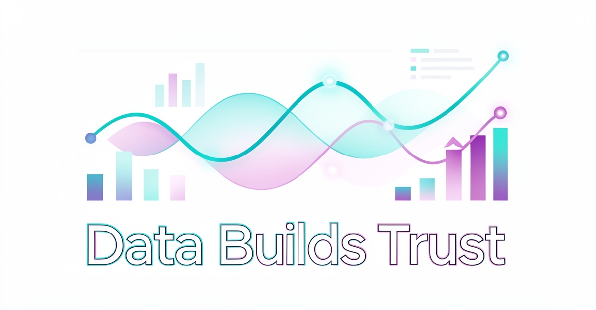 Abstract data visualization with flowing lines and glowing points symbolizing AI-driven patient success stories, using brand colors to convey trust and innovation in healthcare.