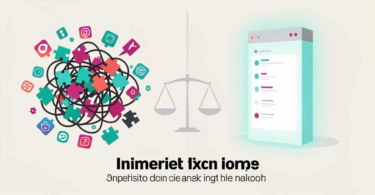 Flat illustration contrasting tangled disconnected tools with one streamlined all-in-one website platform for valet companies.