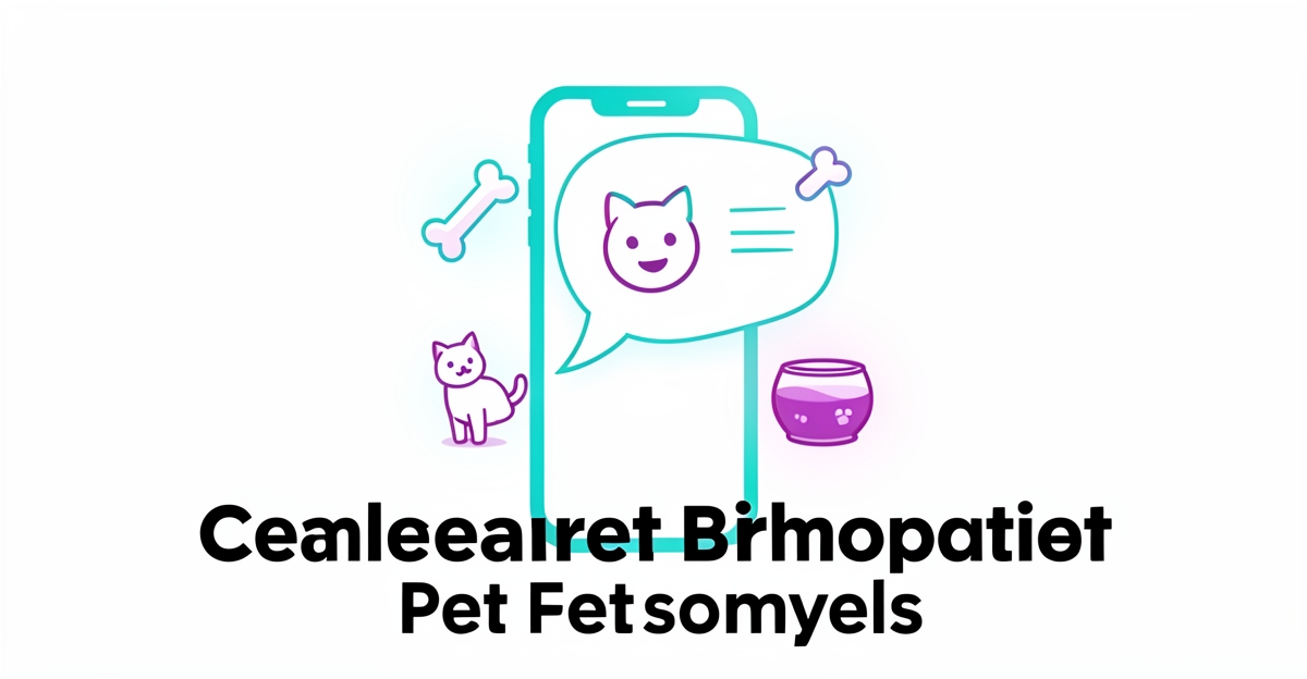 A minimalist flat illustration of a smartphone with AI voice assistant handling pet store inquiries, accented with brand colors, conveying automation and customer service.