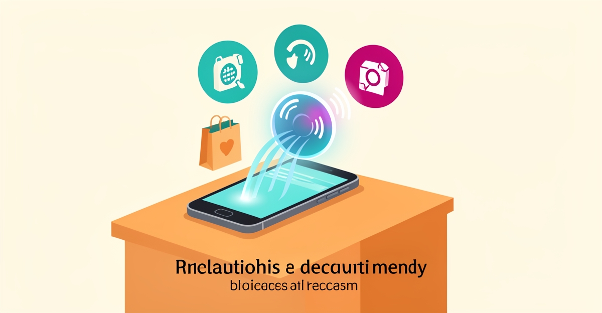 Flat illustration of a smartphone with AI sound waves and takeout icons in teal and magenta, symbolizing AI voice answering for busy restaurants.