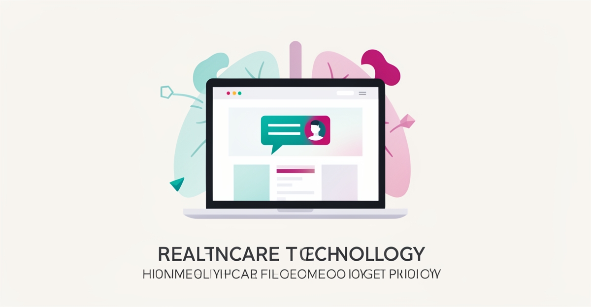 Flat illustration of a healthcare website with AI chatbot and lung motifs in teal and magenta, headline reading AI Worth It?