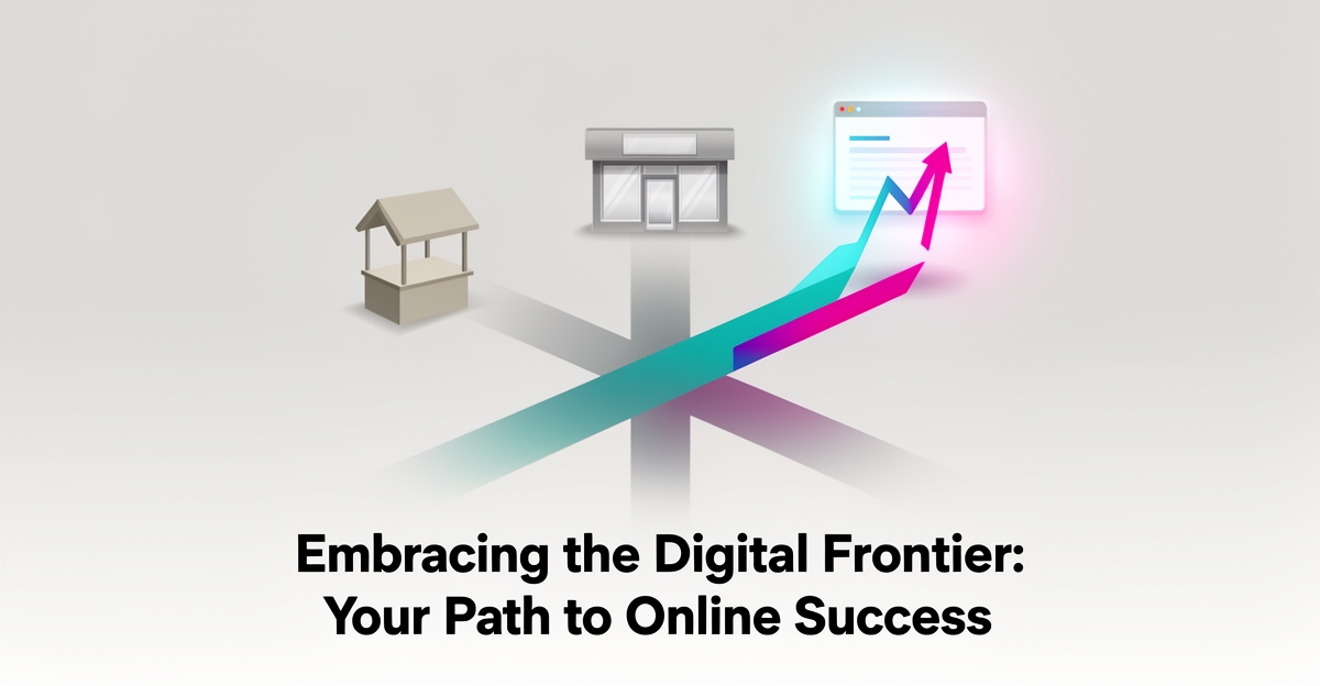 Flat illustration of three diverging paths to a market stall, storefront, and glowing website, highlighting platform choice for online sellers.