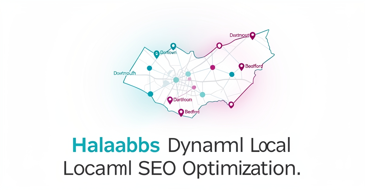 A minimalist flat illustration of Halifax with neighborhood connections glowing in brand colors, symbolizing AI-powered dynamic local SEO for sandwich shops without separate pages.