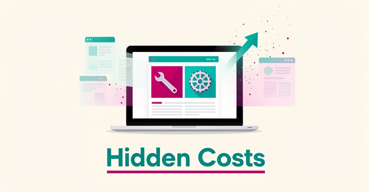 Flat illustration of a laptop with a wheel alignment blog dissolving into fading pages, symbolizing hidden costs of missing AI content.