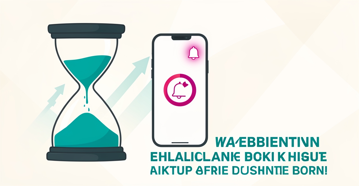 Flat illustration of an hourglass and smartphone notification symbolizing how fast follow-up responses boost student enrollment.