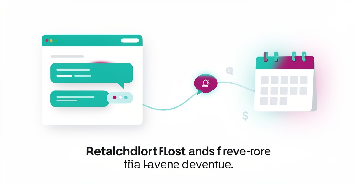 Flat illustration of a website chat turning missed appointment slots into booked revenue with AI assistant accents.