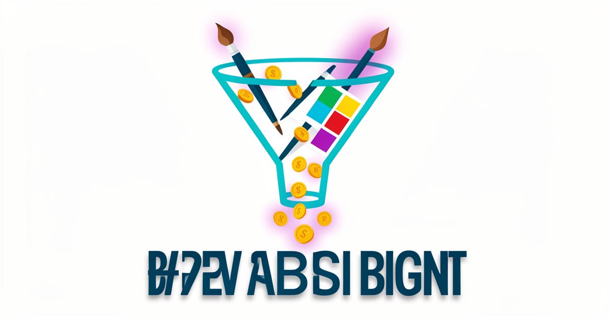 A minimalist flat illustration of a design funnel leaking coins, symbolizing lost revenue from untracked custom design requests, with brand-colored accents and a headline overlay.
