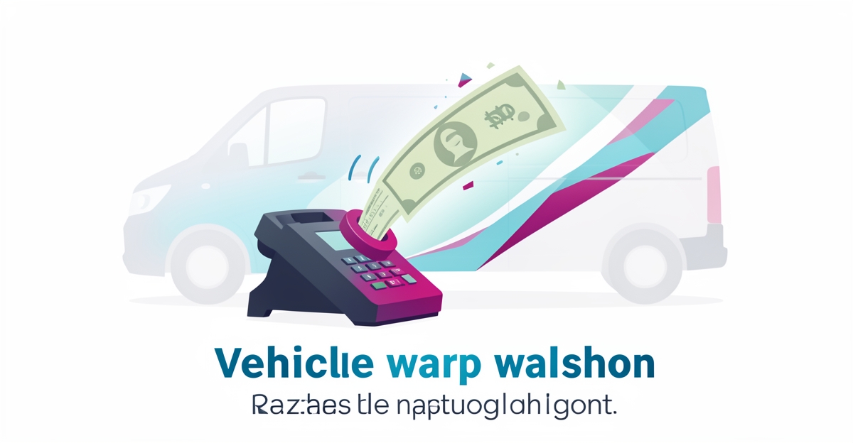 Flat illustration of a ringing phone with money dissolving away, symbolizing revenue lost from missed calls at a vehicle wrap shop.