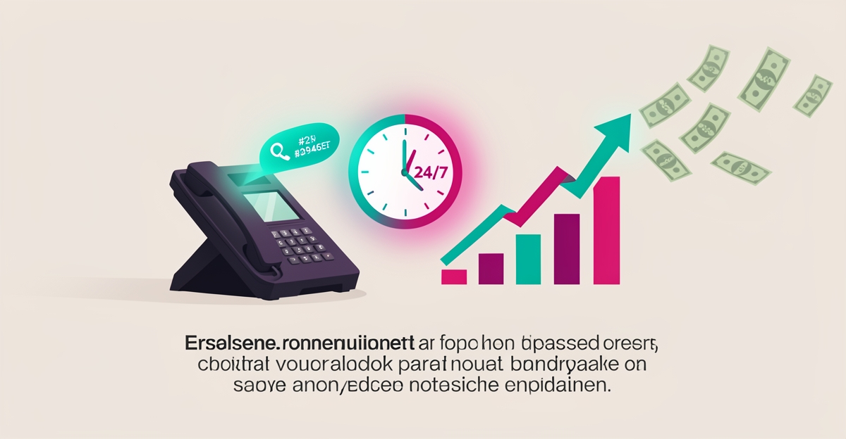 Flat illustration of a missed phone call beside a 24/7 clock and rising enrollment chart, symbolizing how AI captures tutoring inquiries around the clock.