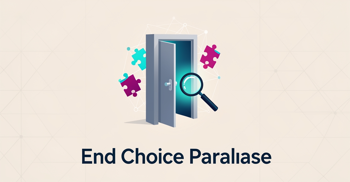 Flat illustration of an escape room door with AI puzzle nodes showing smart theme recommendations to boost conversions.
