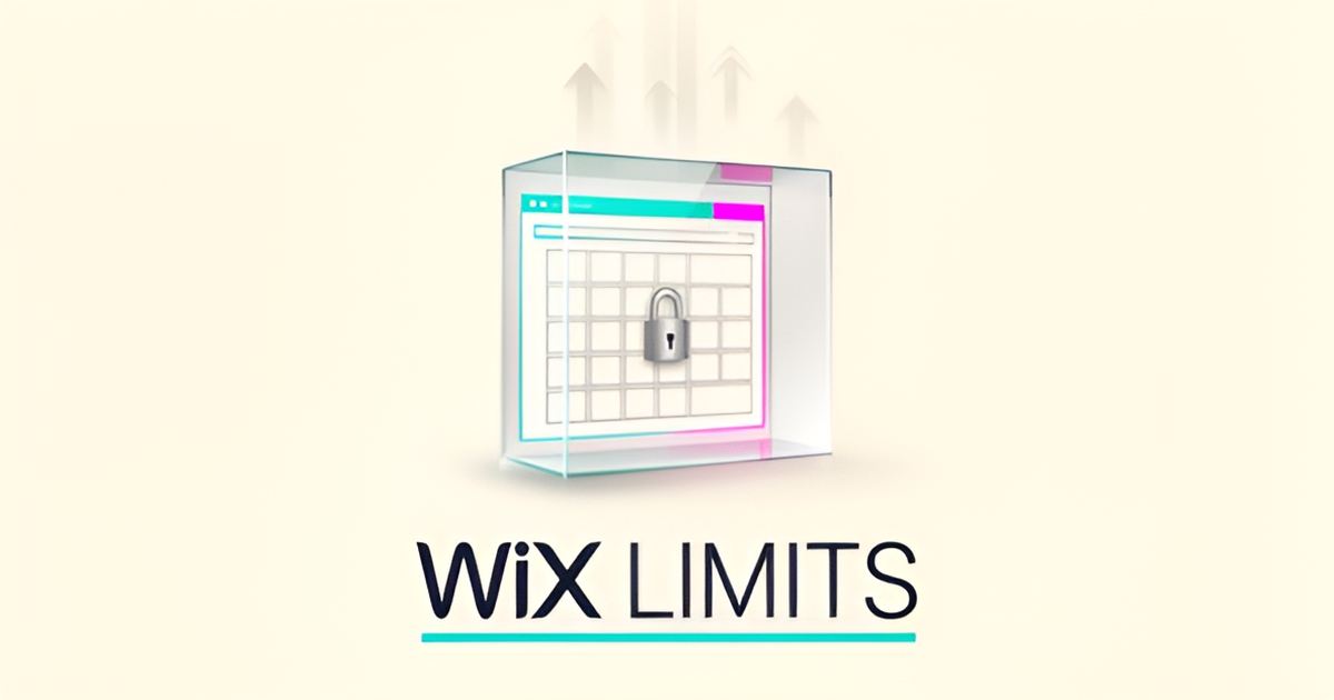 Flat illustration of a website template locked inside a glass box with a ceiling, symbolizing Wix's platform limitations.