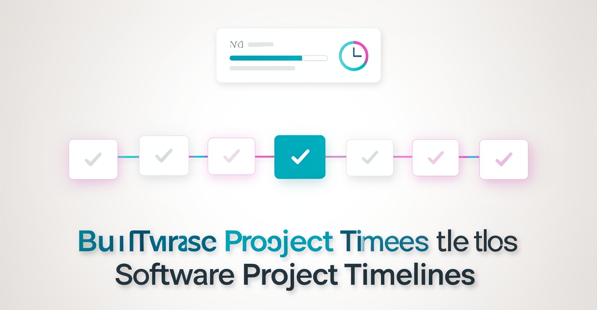Flat illustration of an abstract software project timeline with highlighted milestones and live progress indicators in brand colors.