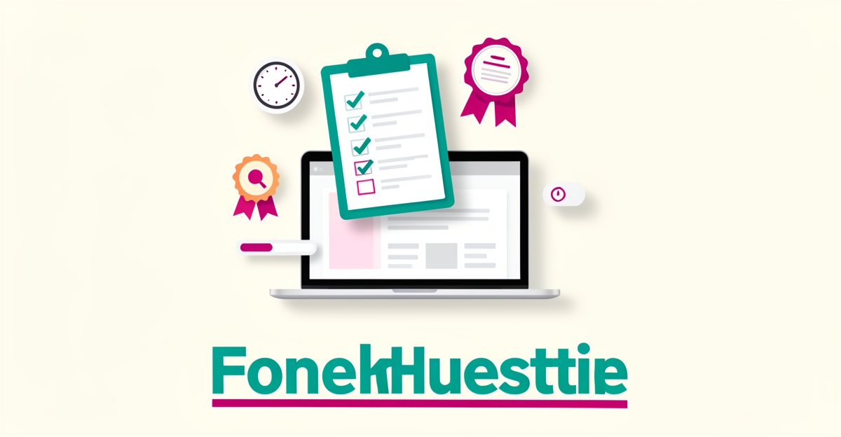 Flat illustration of a checklist with teal checkmarks above a laptop showing an online CPR course interface, accented in magenta.