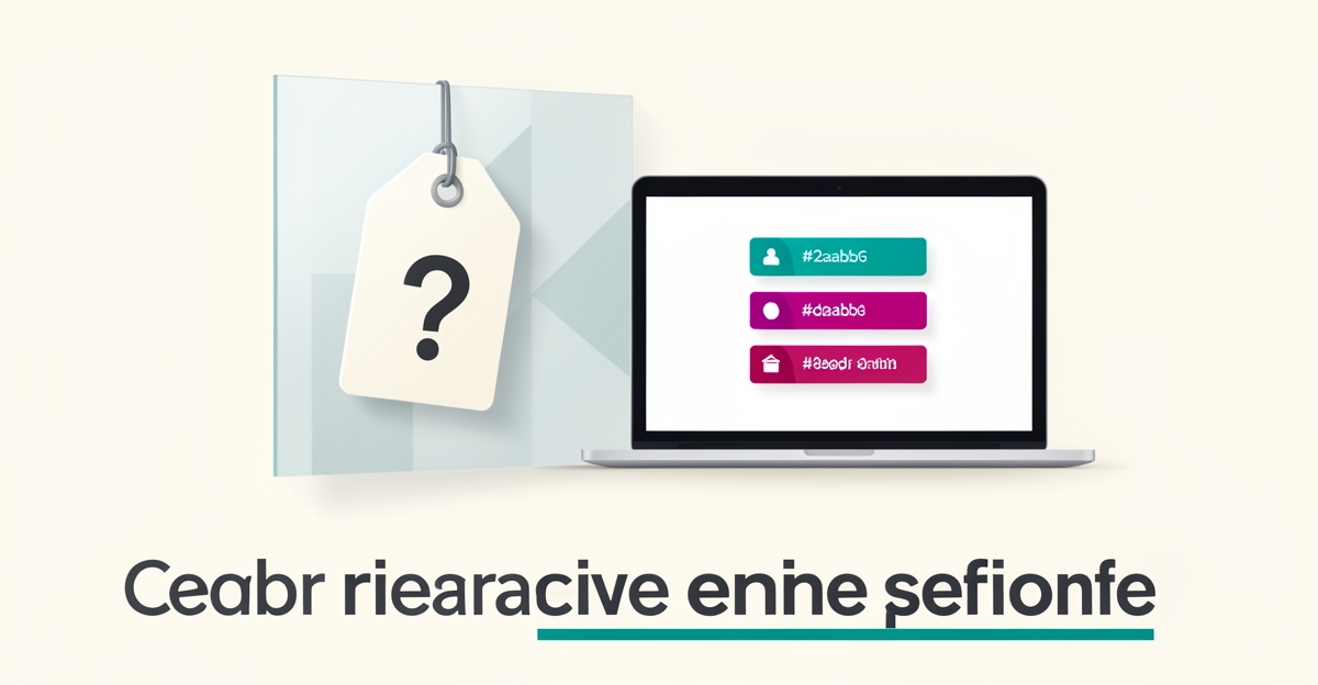 Flat illustration of a question-mark price tag hidden behind frosted glass beside a laptop showing transparent event pricing packages in teal and magenta.