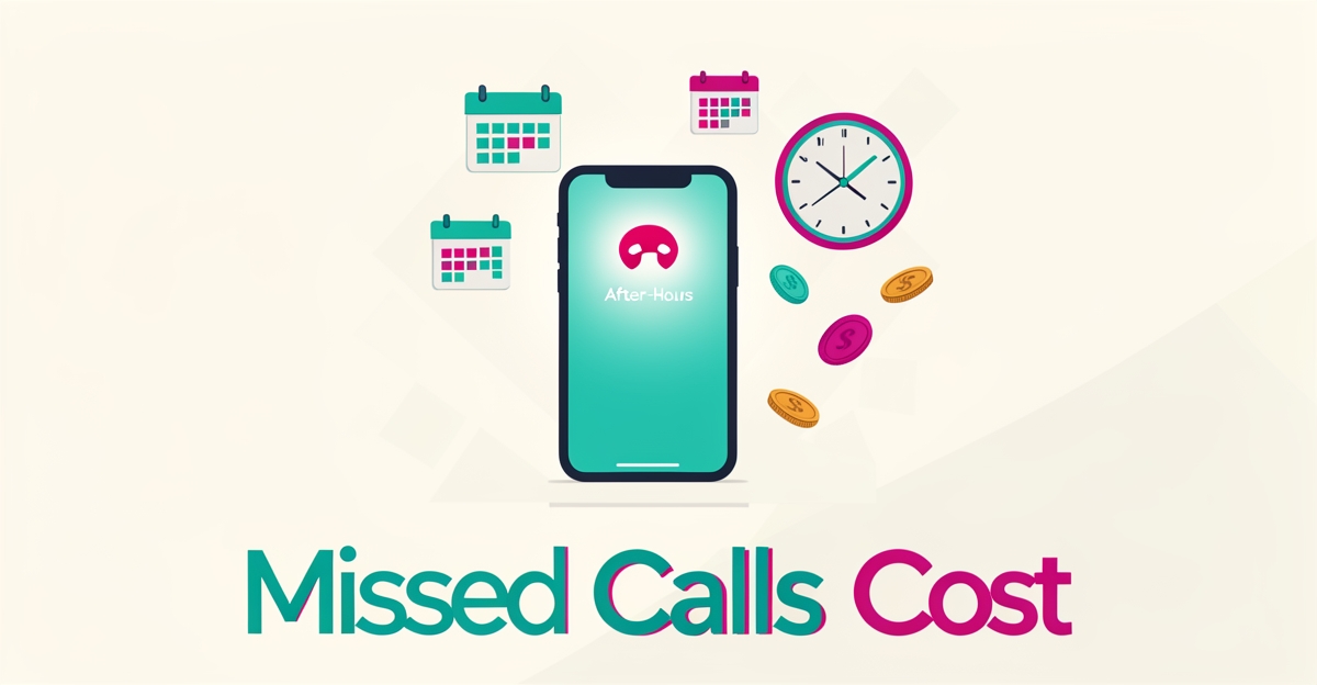 Flat illustration of an unanswered smartphone call with clocks and coins symbolizing lost revenue for maid services.