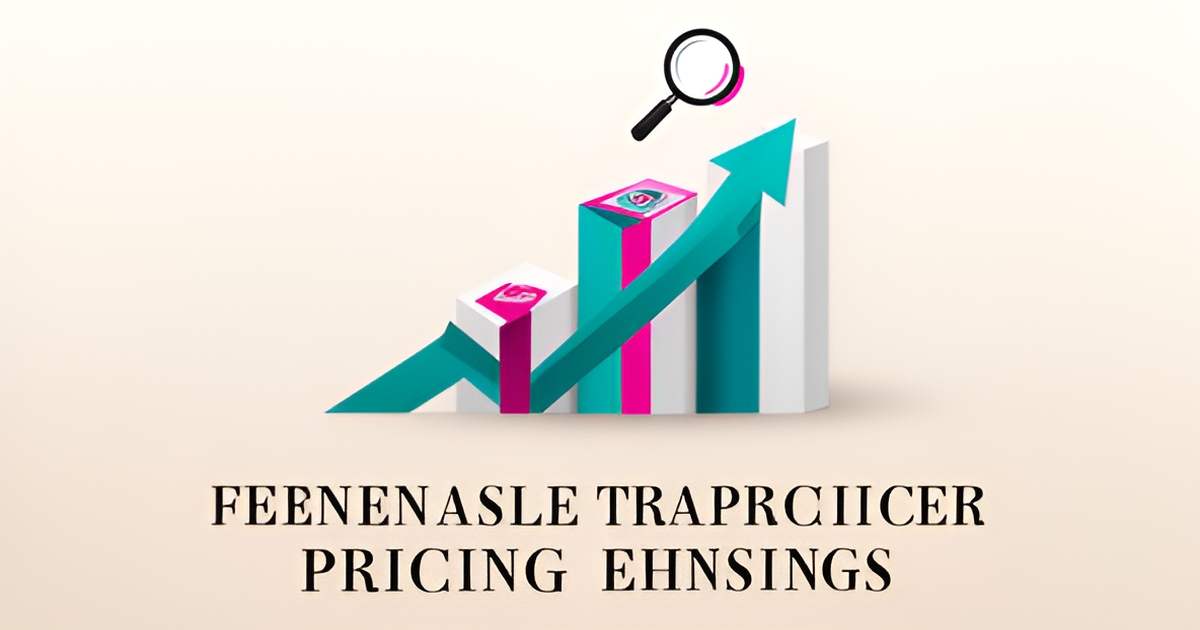 Flat illustration of ascending pricing tiers with magnifying glass highlighting real costs, accented in teal and magenta.