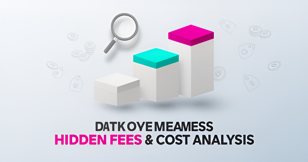 Flat illustration of tiered pricing cards under a magnifying glass with teal and magenta accents, representing hidden software costs.